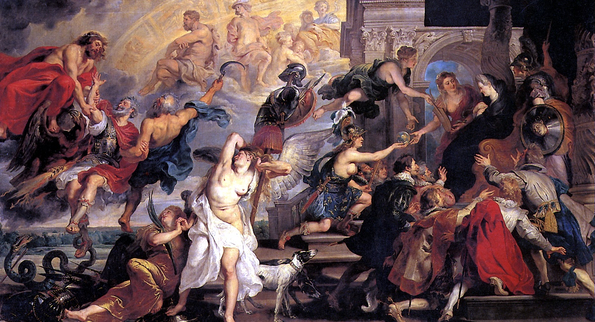 The king killed by the madman is hoisted in heaven by Jupiter and Saturn