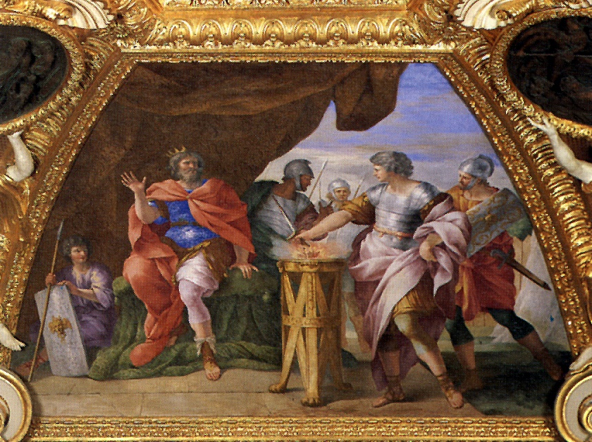 According to a legend Roman Mutsy Stsevola put own hand in fire to prove to the tsar of Etruscans the force of patience.